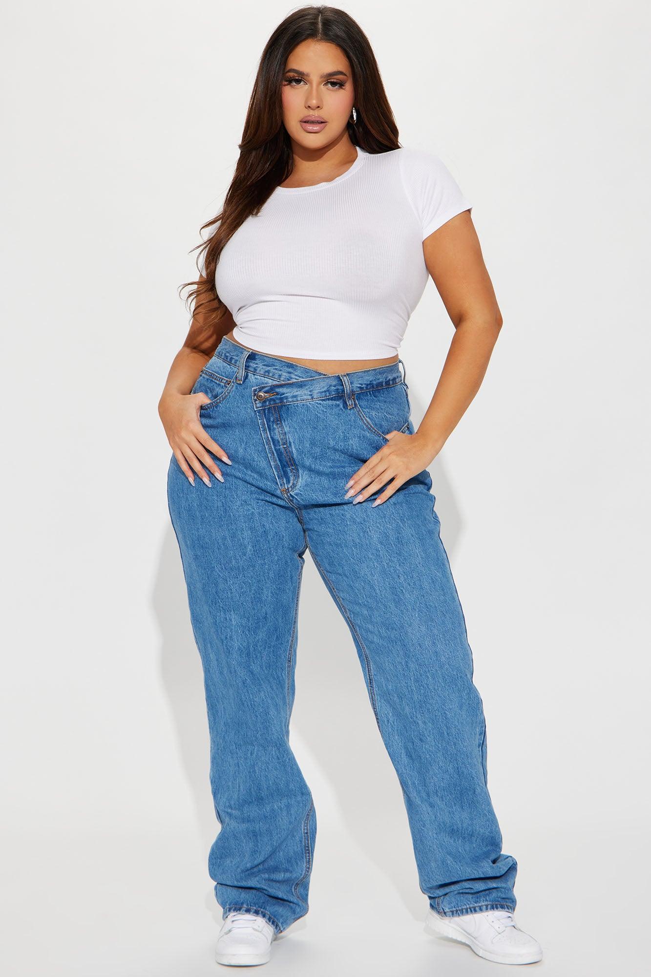 Tall Crossover Straight Leg Jeans - Medium Wash Product Image