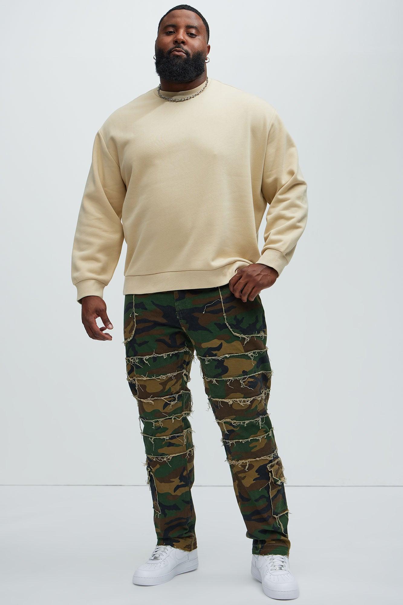 We Good Frayed Cargo Straight Pants - Camouflage Product Image