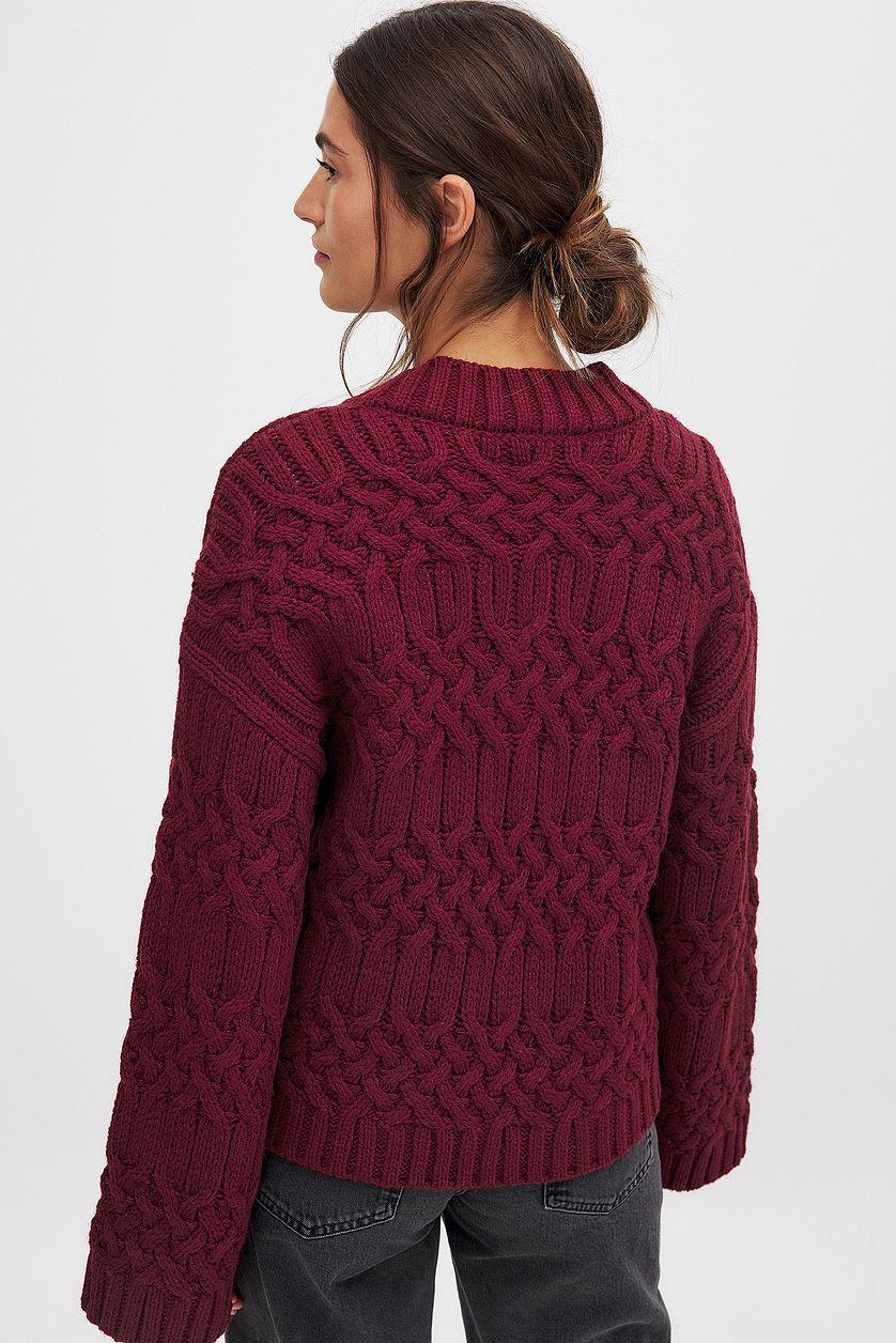 Cable Knitted V-Neck Sweater Product Image
