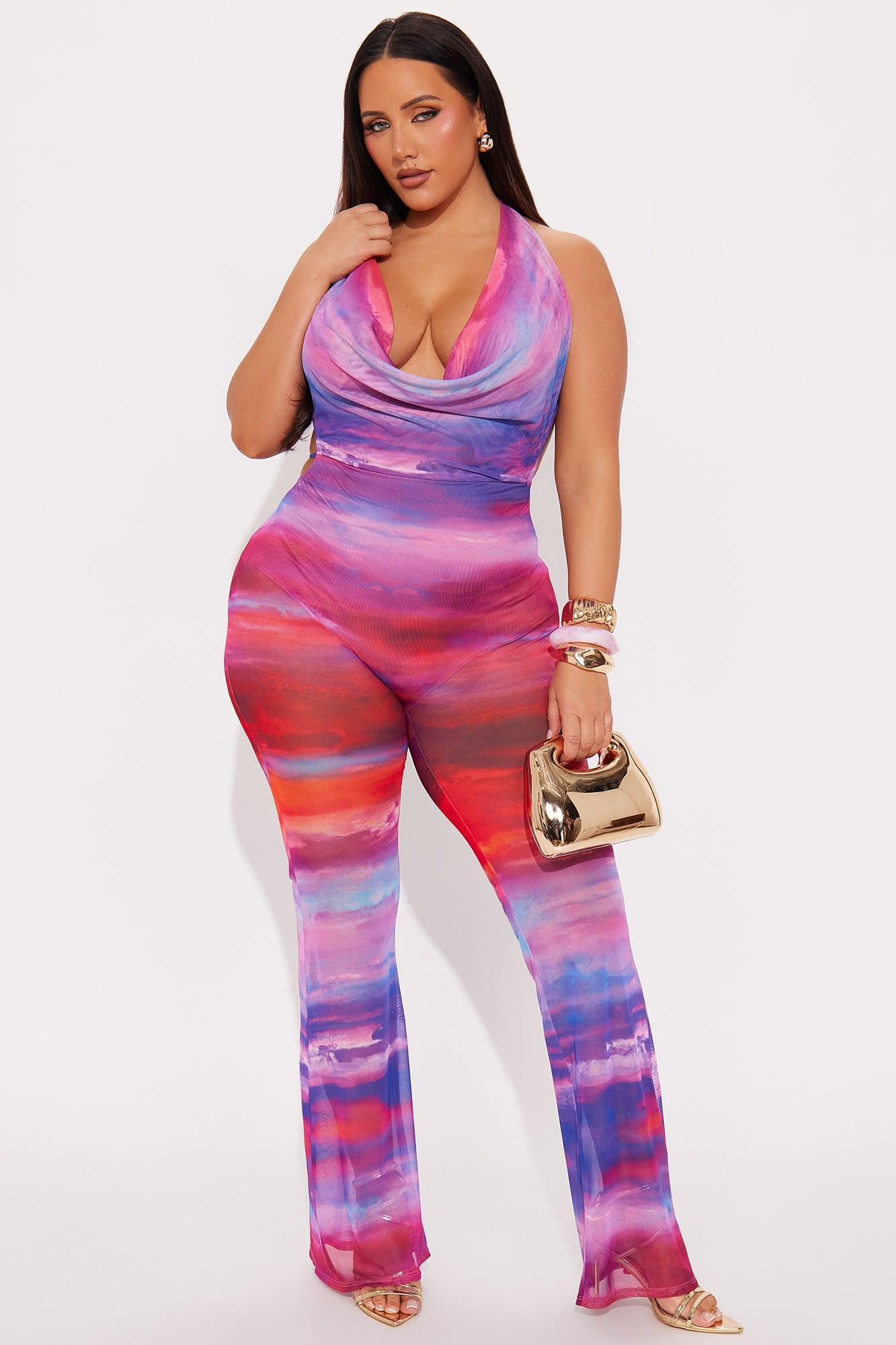 Danielle Ombre Mesh Jumpsuit - Purple/combo Female Product Image