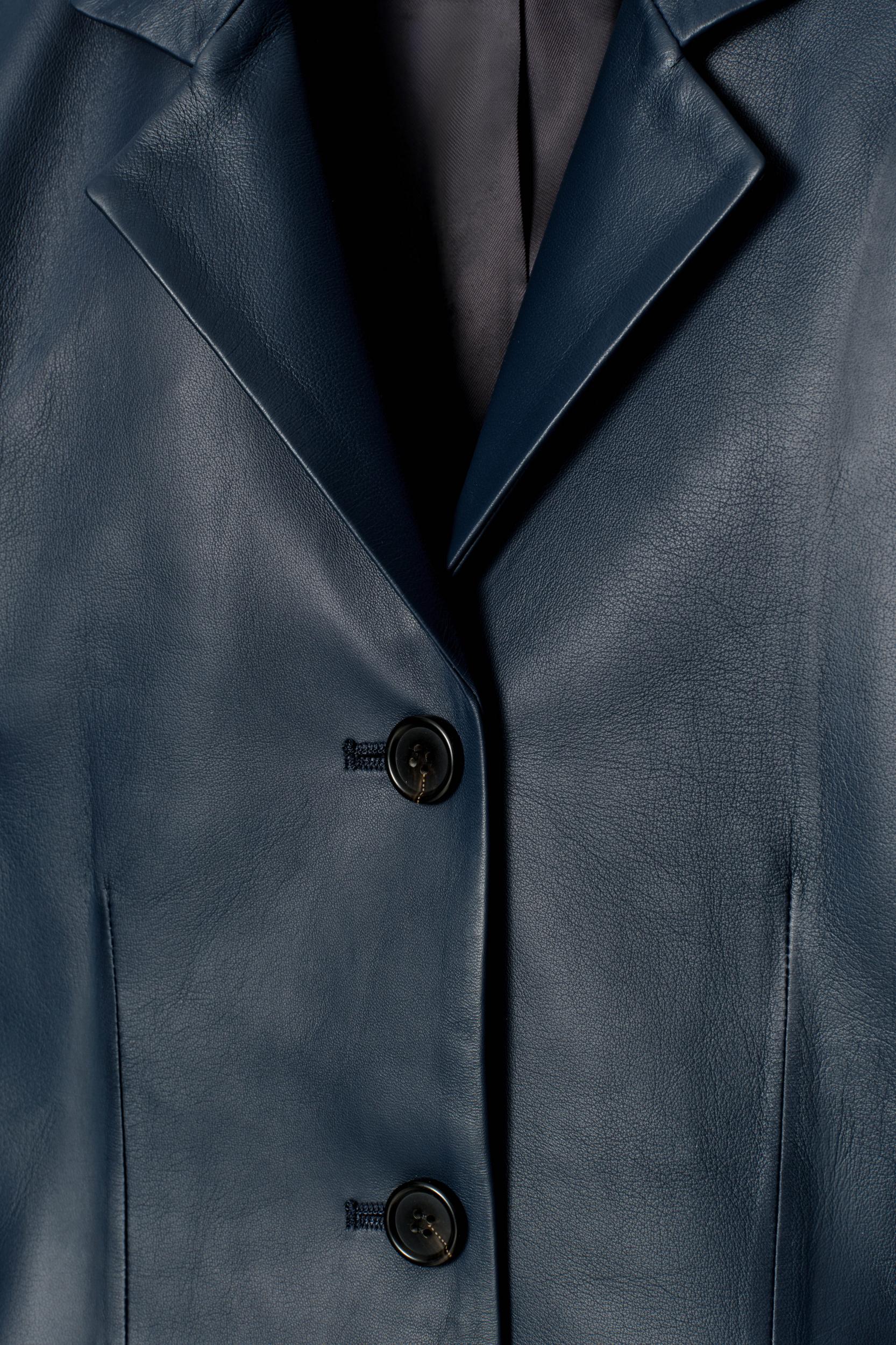 LEATHER SINGLE-BREASTED BLAZER Product Image