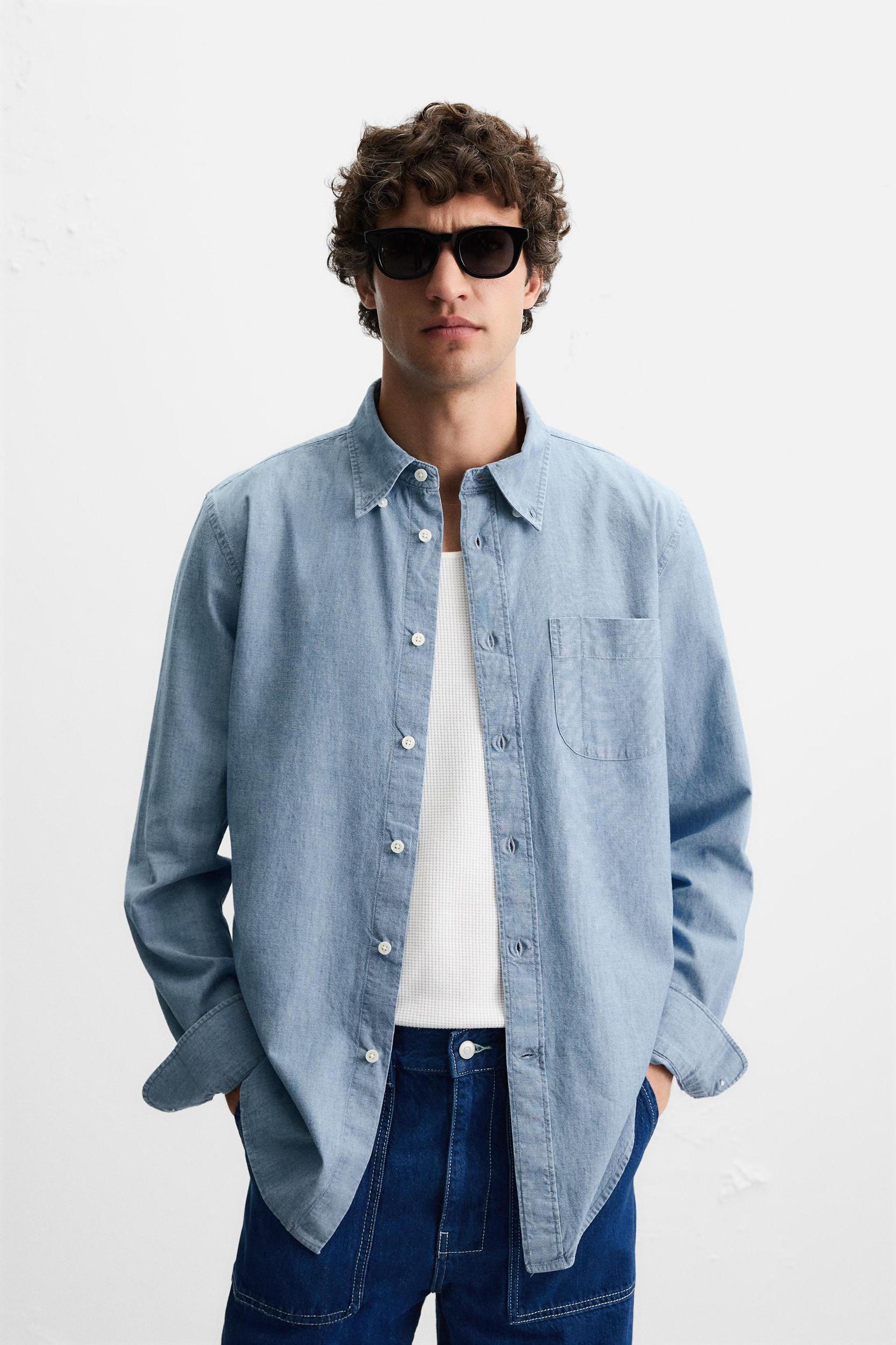TEXTURED CHAMBRAY SHIRT Product Image