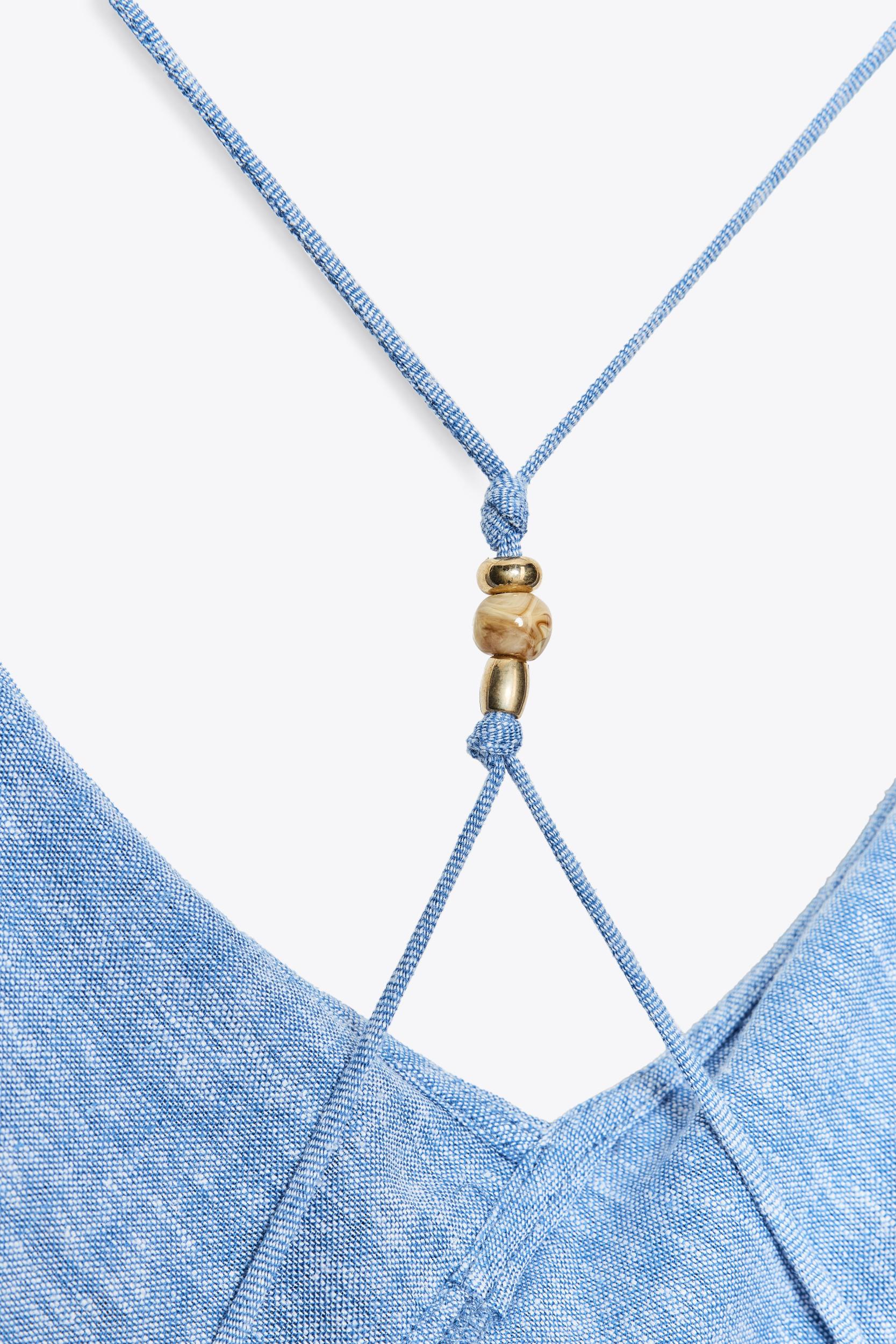 LINEN RUFFLED STRAP DRESS Product Image