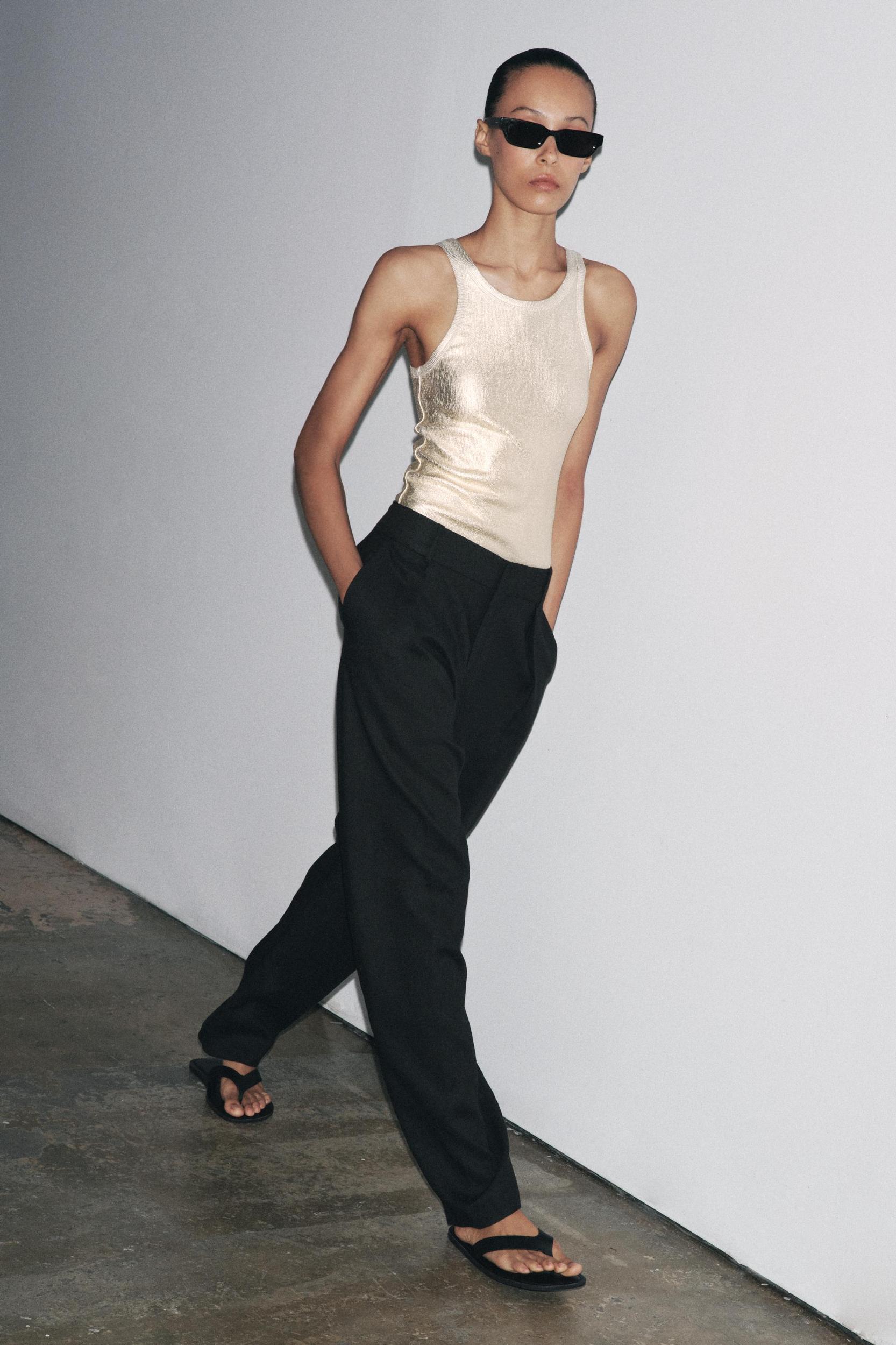 METALLIC RIBBED BODYSUIT Product Image