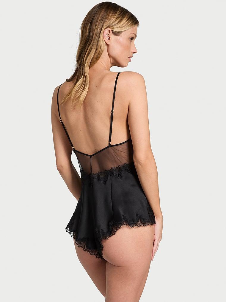 Sheer Rose Satin Romper Product Image
