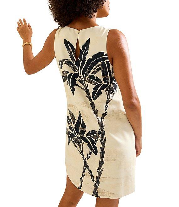 Tommy Bahama Peninsula Palms Tropical Printed Crew Neck Sleeveless Shift Dress Product Image