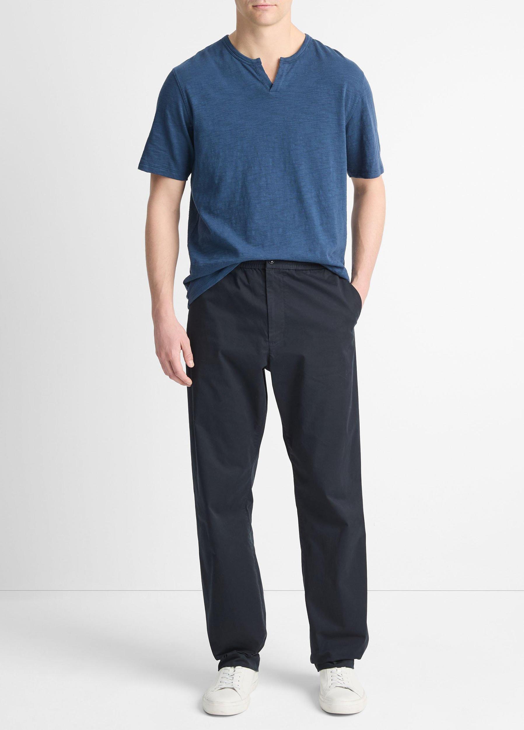 Mens Slub Cotton Split-Neck T-Shirt Vince Product Image