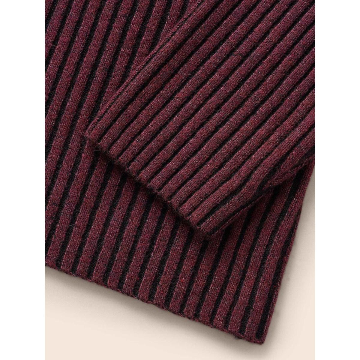 Plus Size Essentials Texture V Neck Pullover Deeppurplered Women Leisure Skinny Long Sleeve V-neck Casual Pullovers BloomChic 14-16/1X Product Image