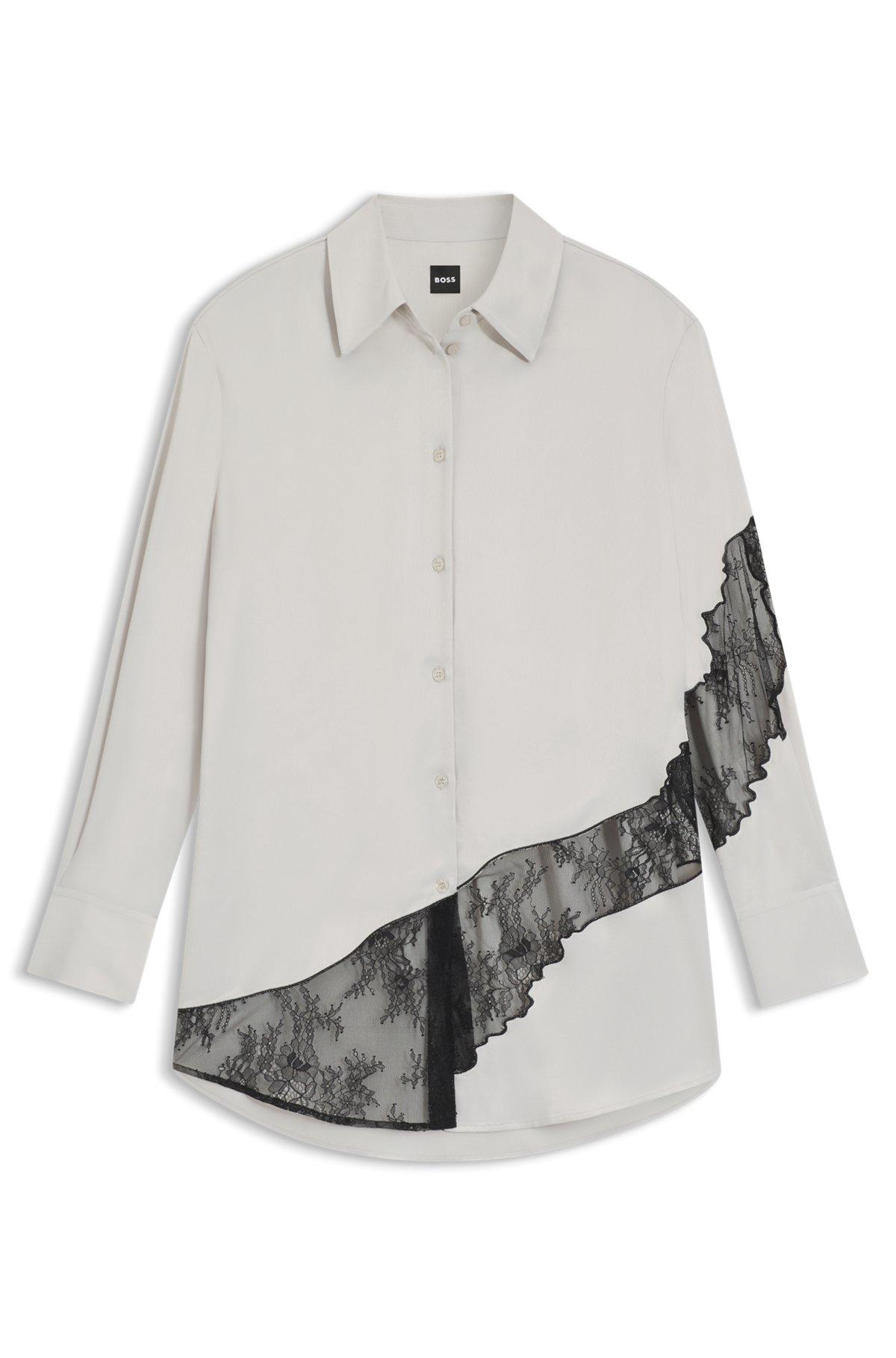 Regular-fit blouse with lace details Product Image