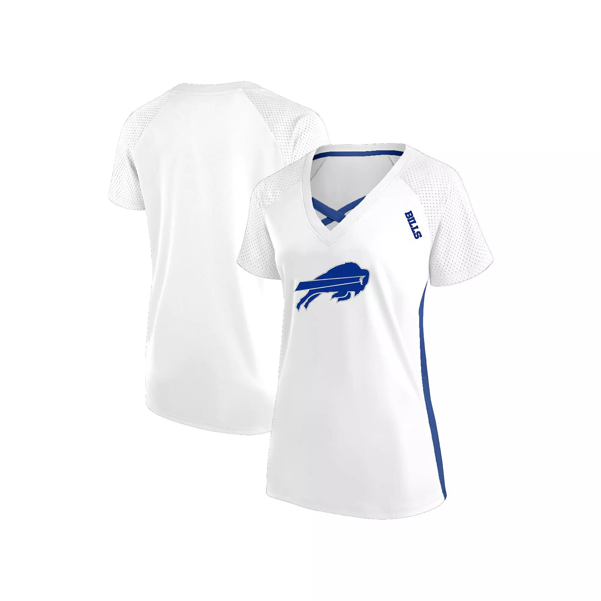 Women's Fanatics  White Buffalo Bills Plus Size Glitter Lace-Up V- Neck T-Shirt, Size: 4XL Product Image