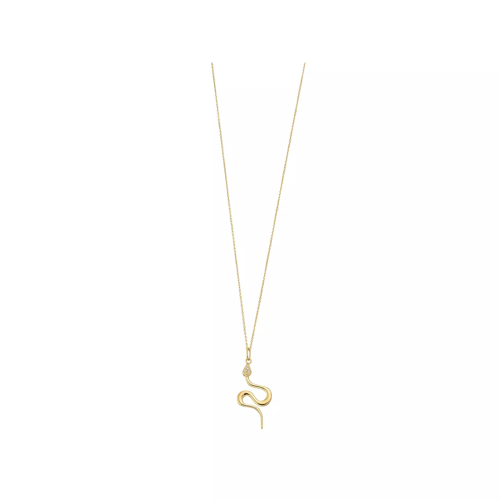 Au Naturale 10k Gold Snake Pendant Necklace, Women's, Size: 18" Product Image