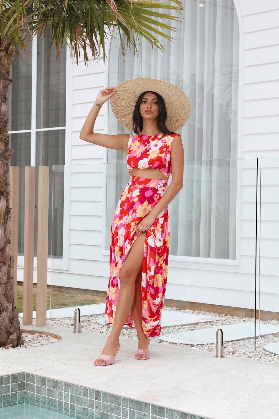 Picnic At Sunset Maxi Dress Pink Product Image