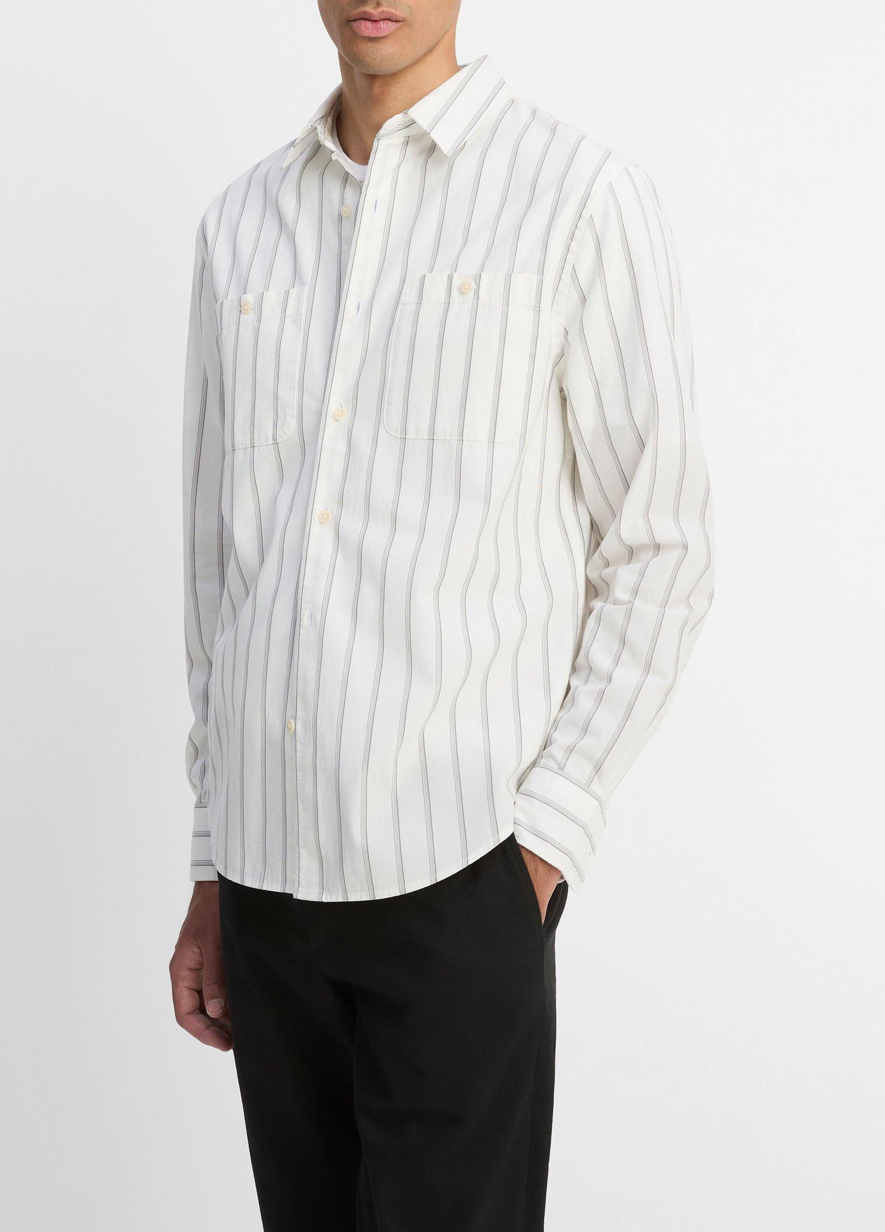 Port Stripe Cotton Button-Front Shirt Product Image