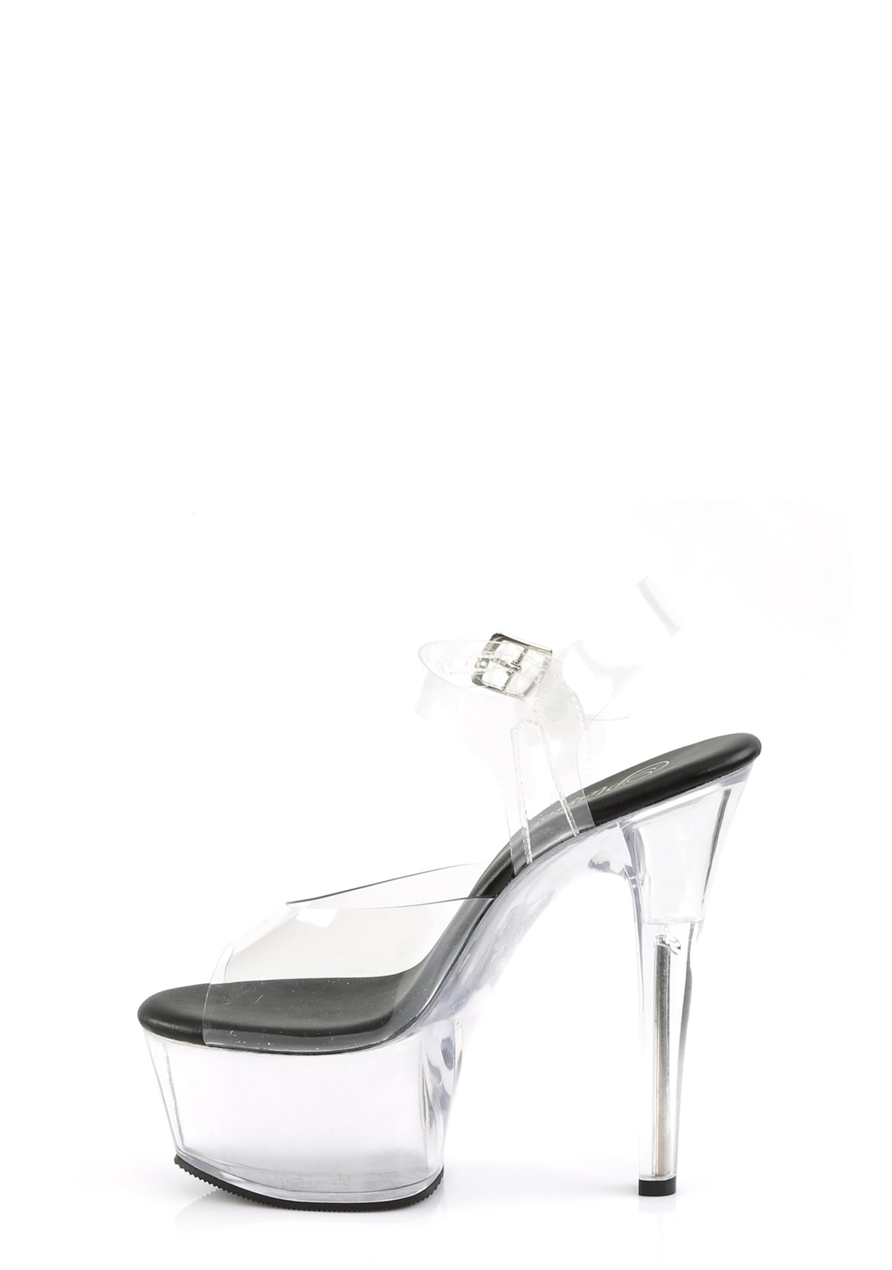 Pleaser Aspire-608 Platform Stilleto Sandal Heels - Black Product Image