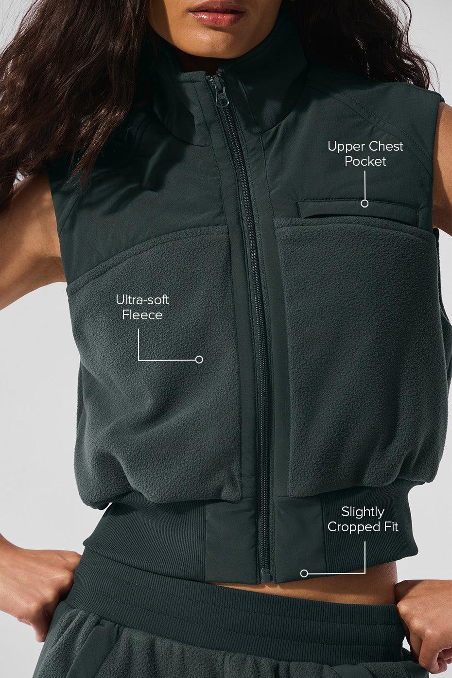Polar Fleece Wintry Mix Vest - Charcoal Green Female Product Image