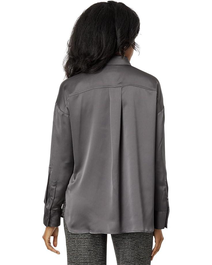 Button Down Long Slv Collared Tall Cuff Blouse 353 Product Image