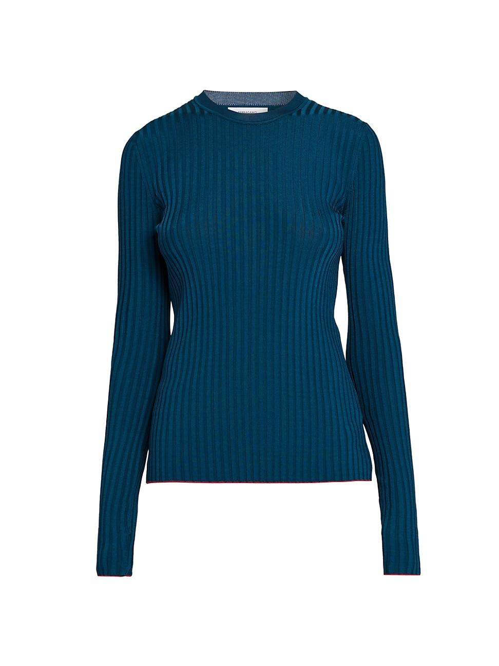 Womens Rib-Knit Crewneck Sweater Product Image