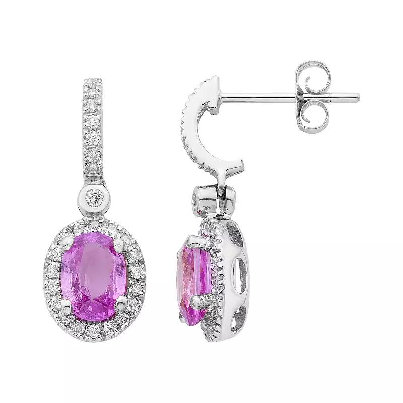 14k Rose Gold Pink Sapphire & 1/4 Carat T.W. IGL Certified Diamond Oval Earrings, Women's Product Image