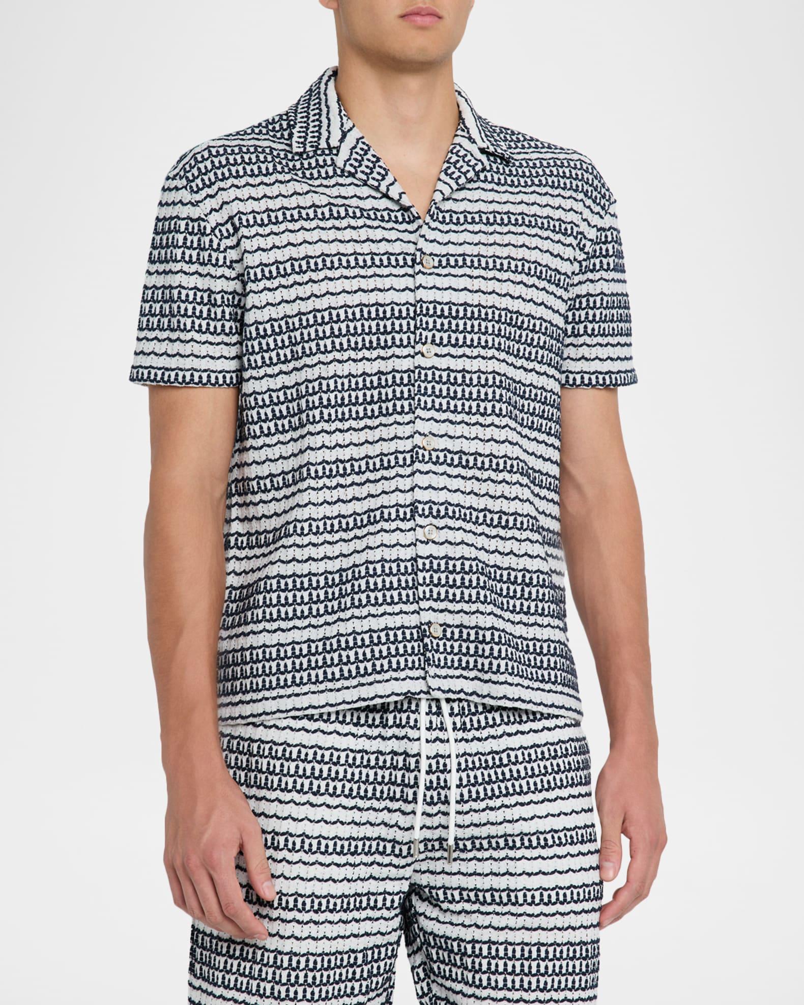 Men's Chez Stripe Crochet Camp Shirt Product Image
