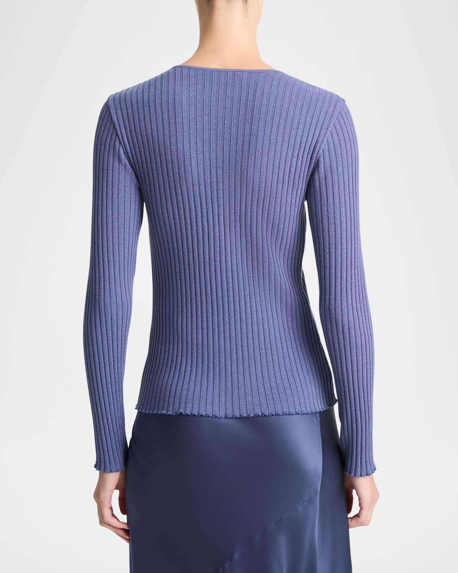 Rib-Knit Long-Sleeve Henley Top Product Image