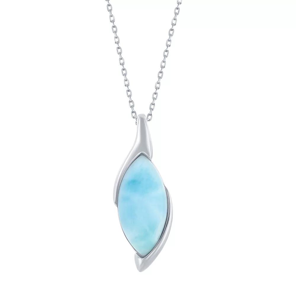 Sterling Silver Larimar Marquise Pendant Necklace, Women's, Size: 18" Product Image