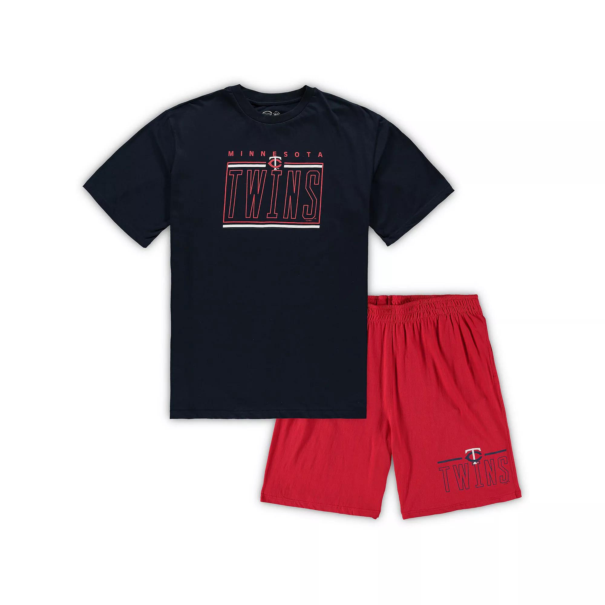 Men's Concepts Sport Navy/Red Minnesota Twins Big & Tall T-Shirt & Shorts Sleep Set, Size: 2XLT, Blue Product Image