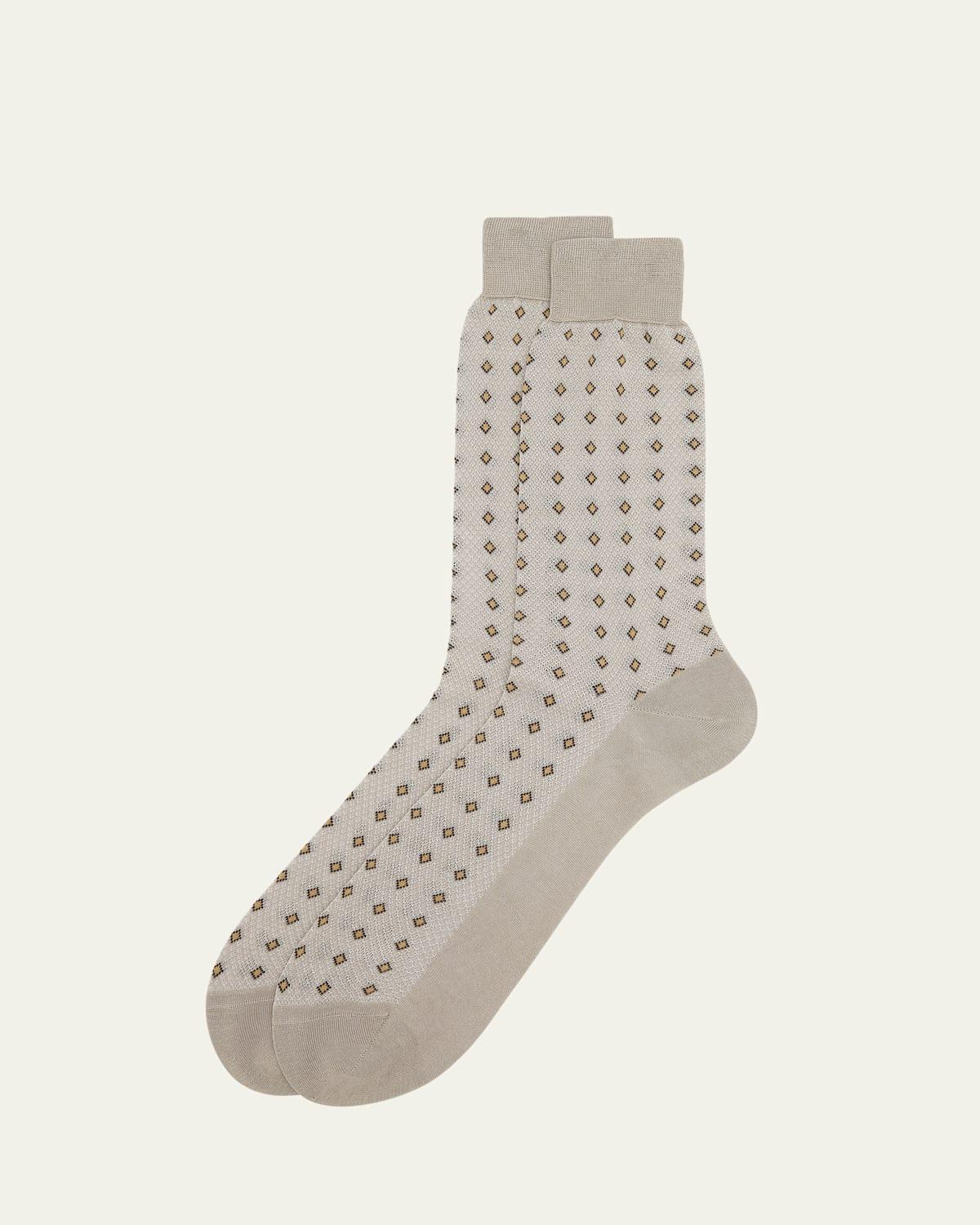 Men's Cotton Diamond-Woven Crew Socks Product Image