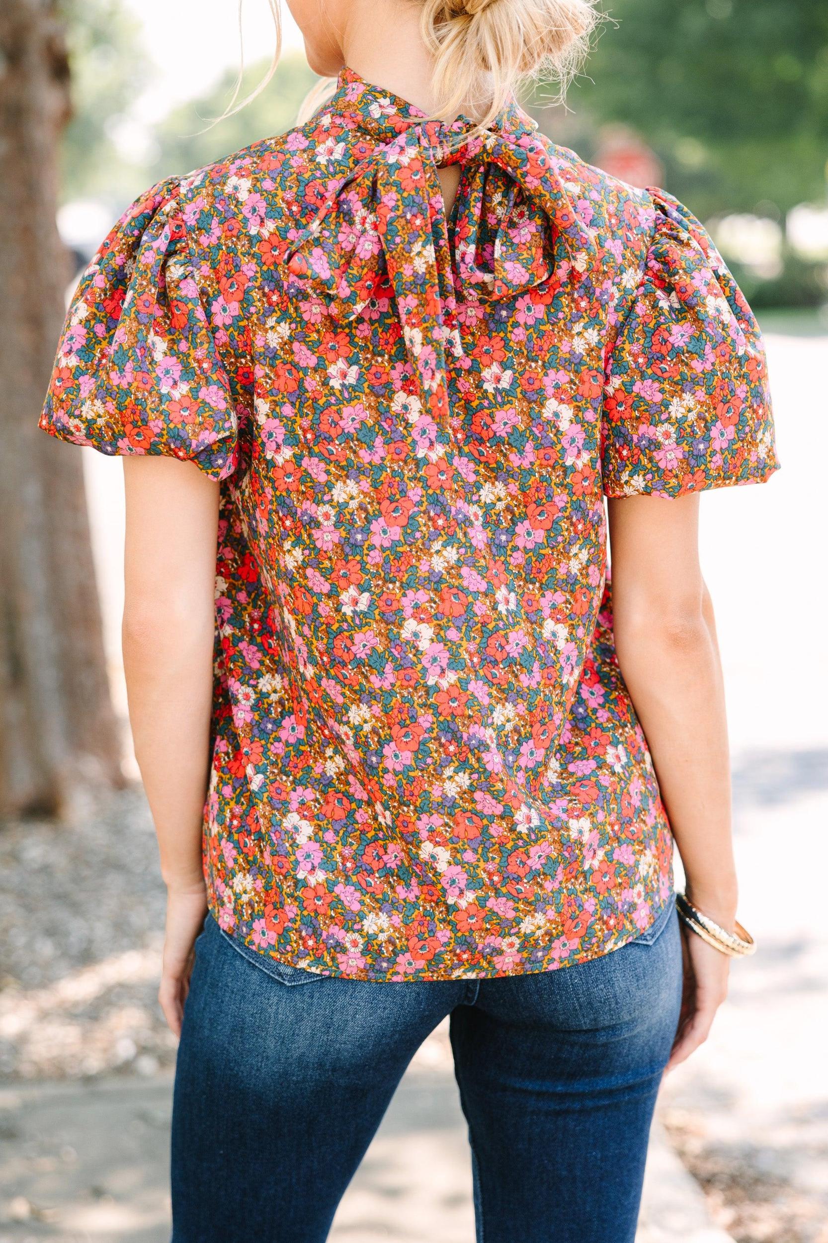 Can't Let You Go Gold Floral Blouse Female Product Image