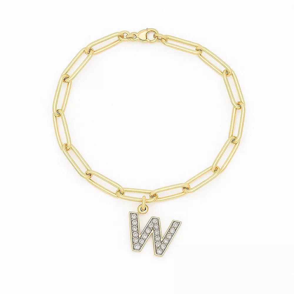 Meshmerise 18K Gold Over Silver Diamond Inital Bracelet, Women's, Size: 6-7" ADJ, Gold Tone W Product Image