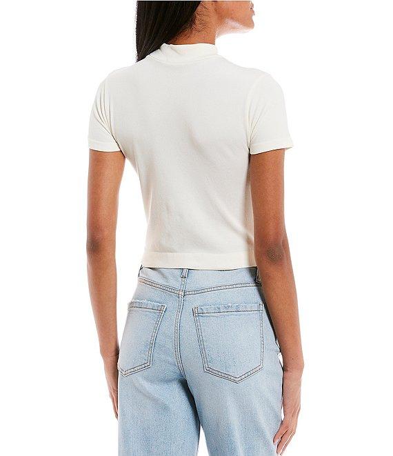 C&V Chelsea & Violet Mock Neck Seamless Knit Crop Top Product Image