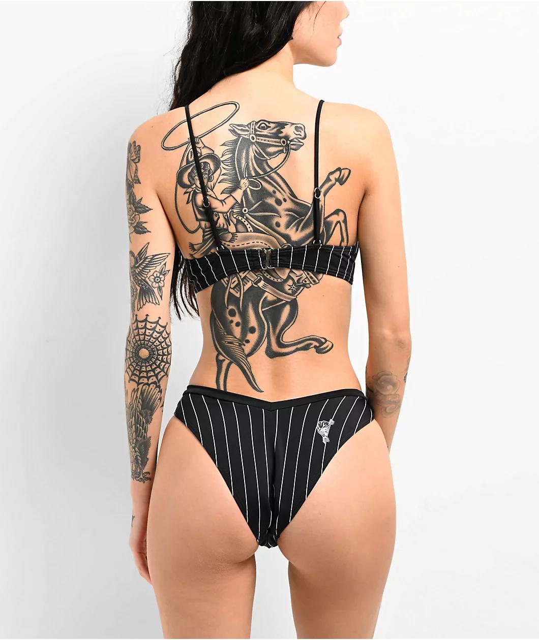 Lurking Class By Sketchy Tank Corner Stripe Black High Leg Bikini Bottom Product Image