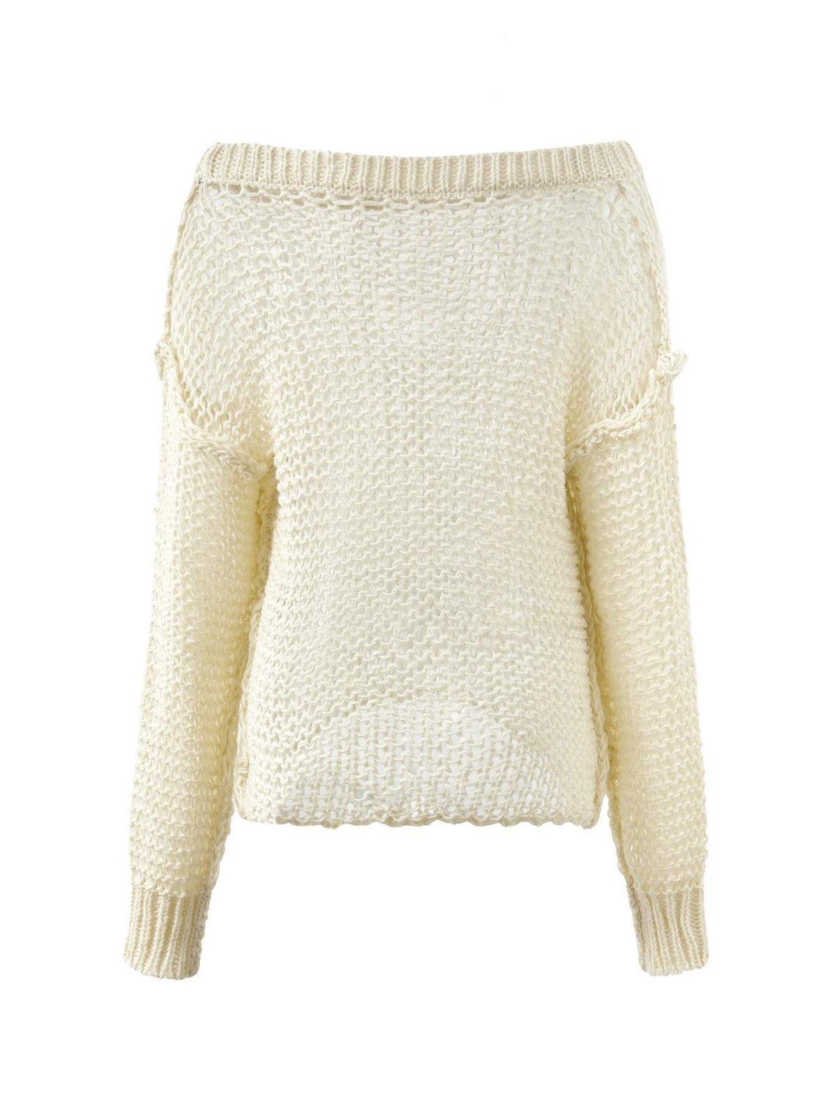 Crochet Hollow Long Sleeve Knit Top Product Image