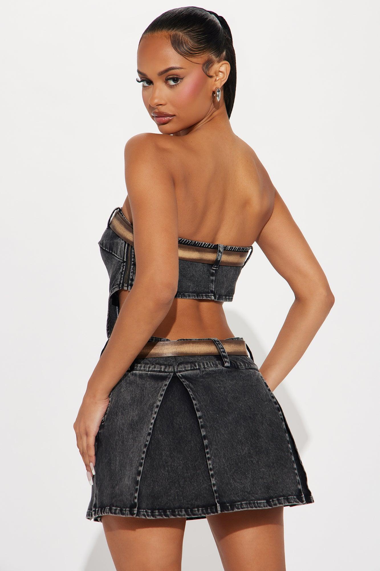 Cowgirl Era Denim Micro Mini Dress - Black Wash Product Image