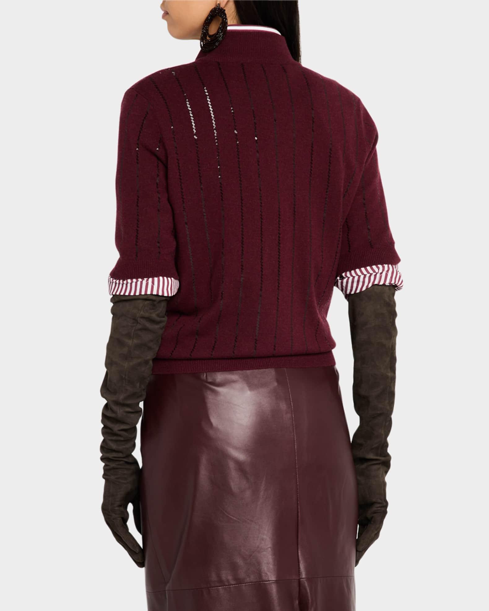 Sequin-Stripe Cashmere Top Product Image