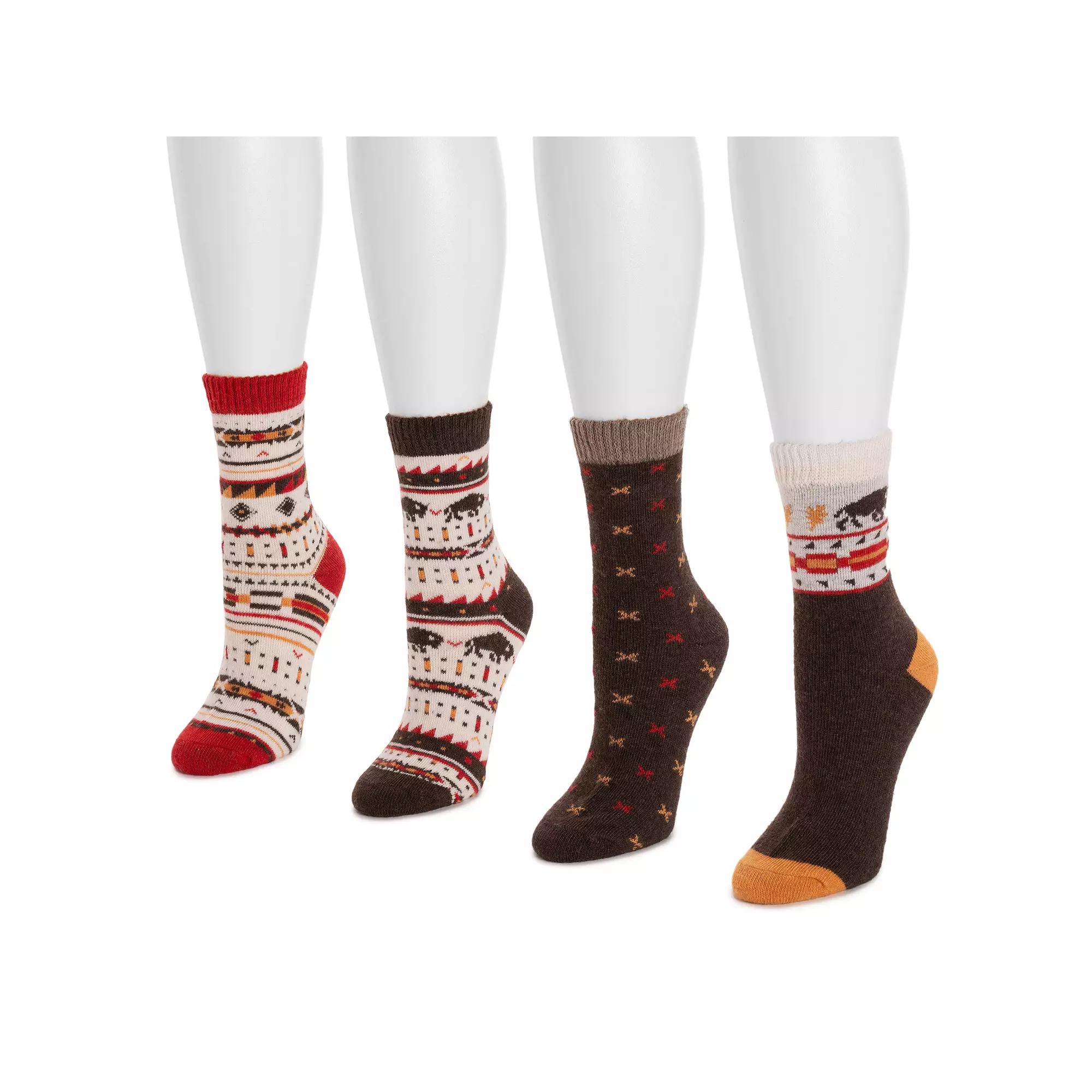 Women's MUK LUKS Holiday Boot Socks 2-Pack, Black Red Silver Product Image