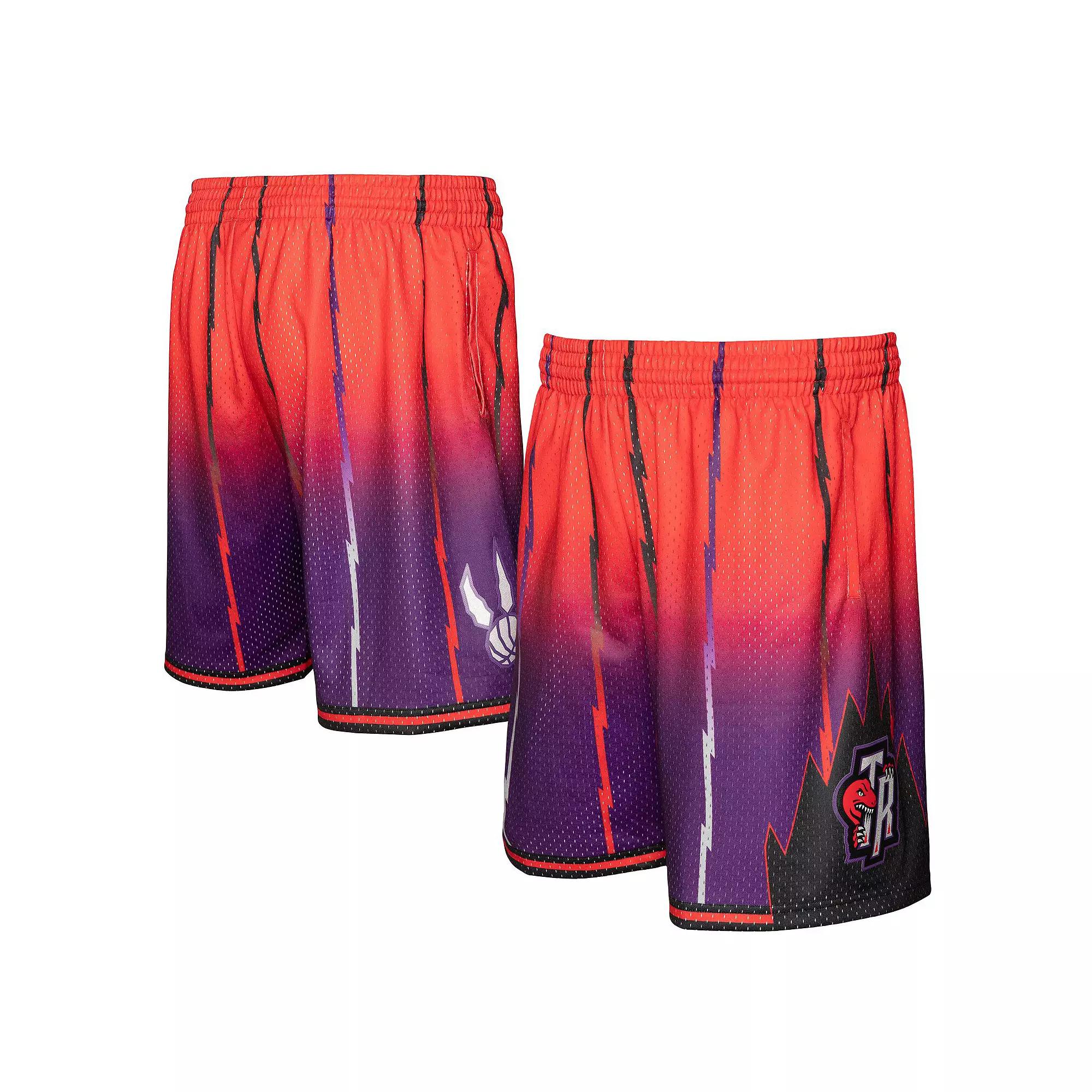 Men's Mitchell & Ness Red/Purple Toronto Raptors 1998/99 Hardwood Classics Fadeaway Reload 3.0 Swingman Shorts, Size: Large, Rpt Red Product Image