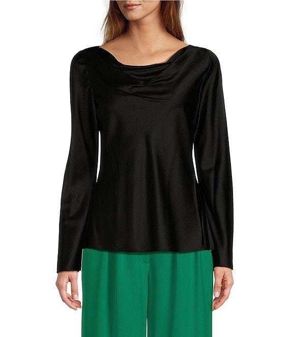 Antonio Melani Avalynn Silk Charmeuse Scoop Neck Long Sleeve Blouse Product Image