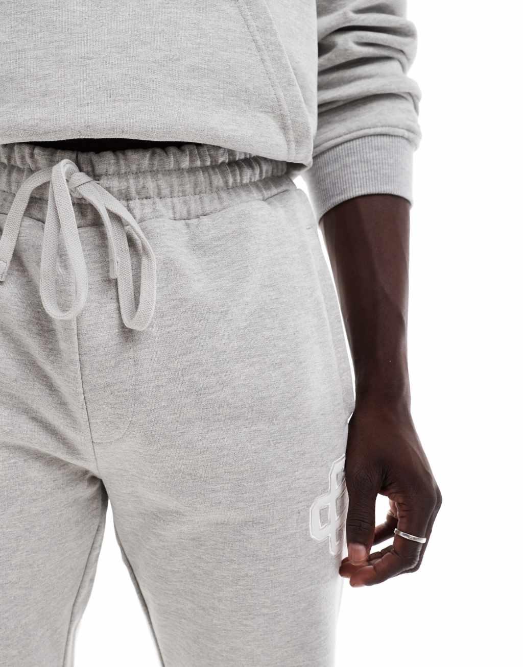 The Couture Club heavyweight emblem sweatpants in gray - part of a set Product Image