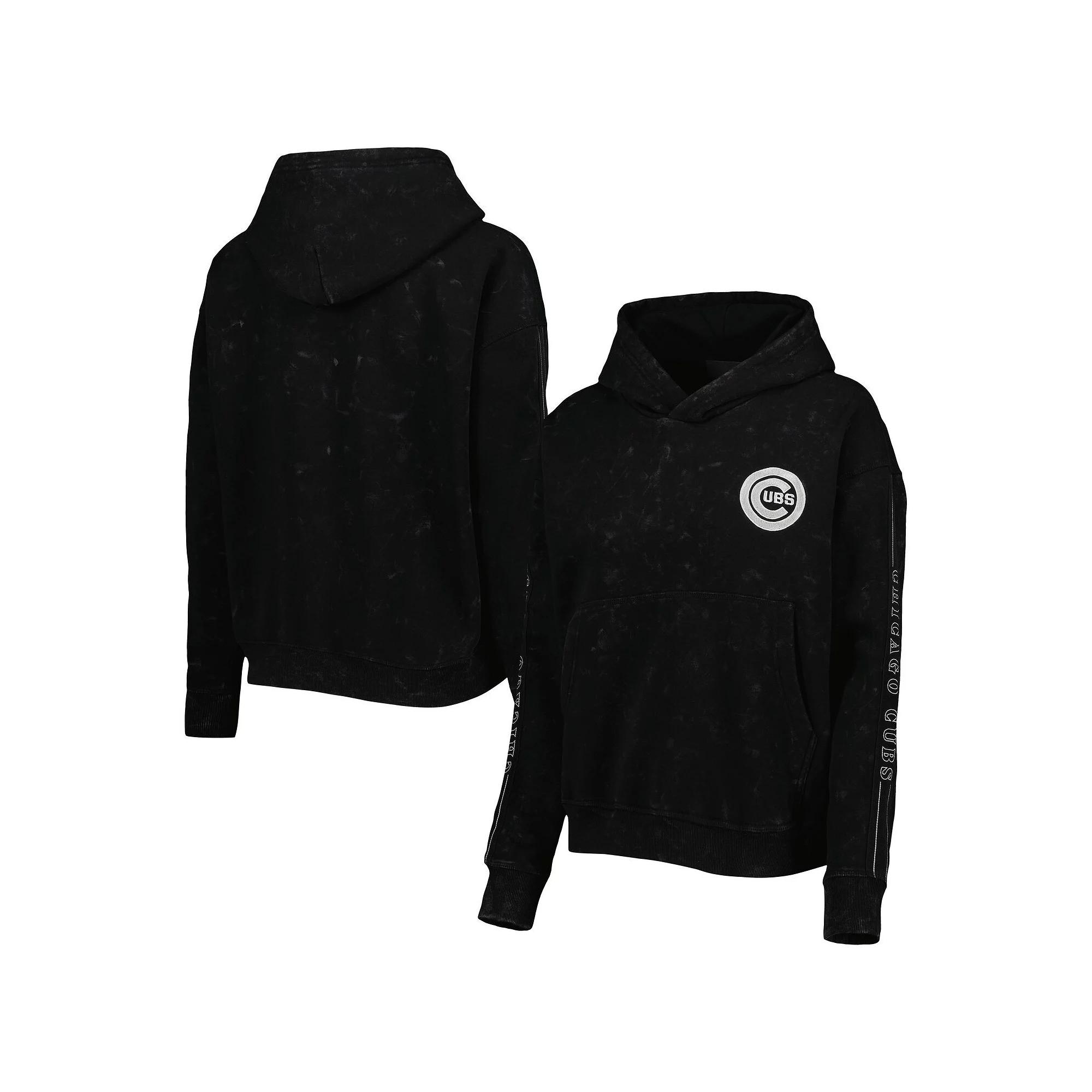 Women's The Wild Collective Black Chicago Cubs Marble Pullover Hoodie, Size: Large Product Image