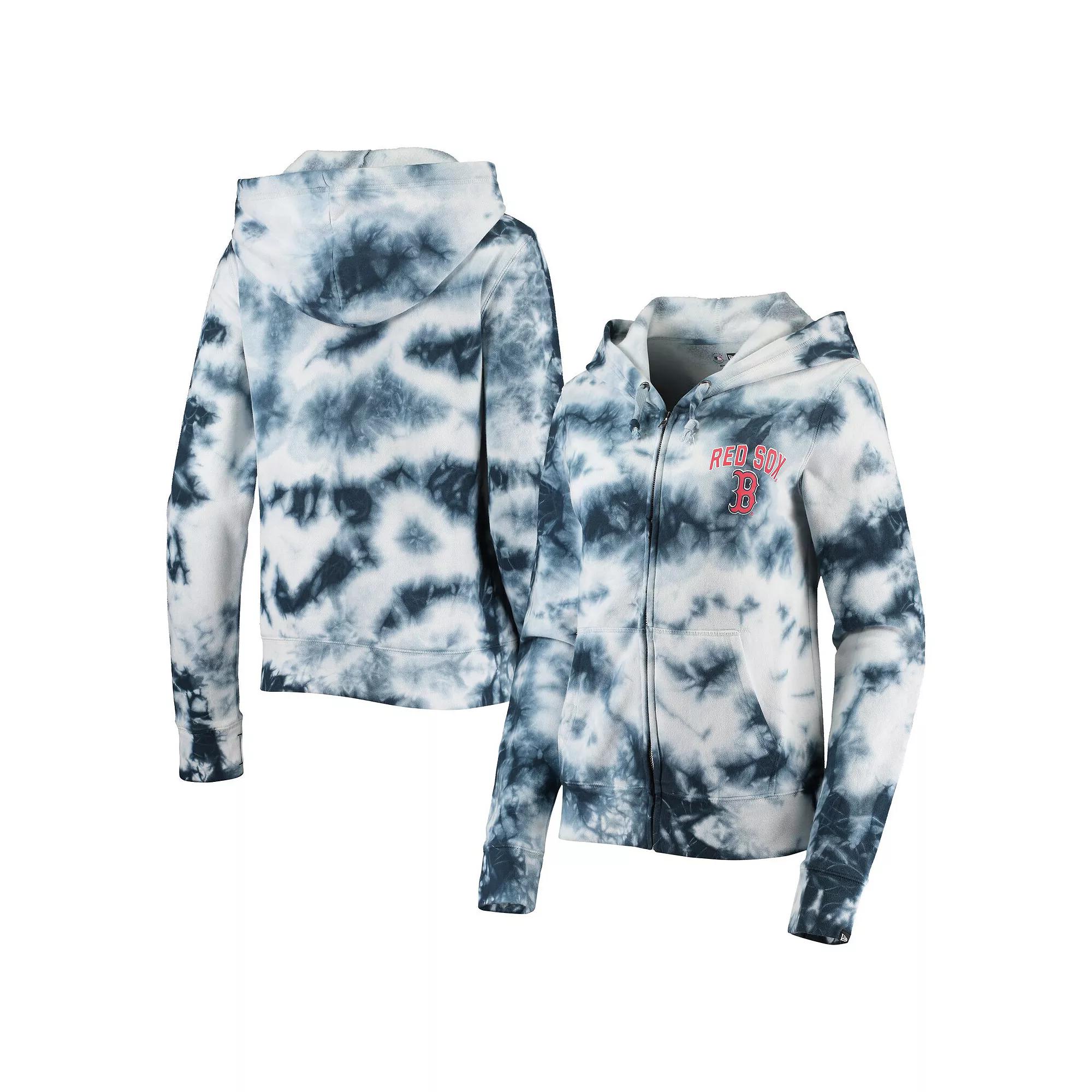 Womens New Era Boston Red Sox Tie-Dye Fleece Full-Zip Hoodie Blue Product Image