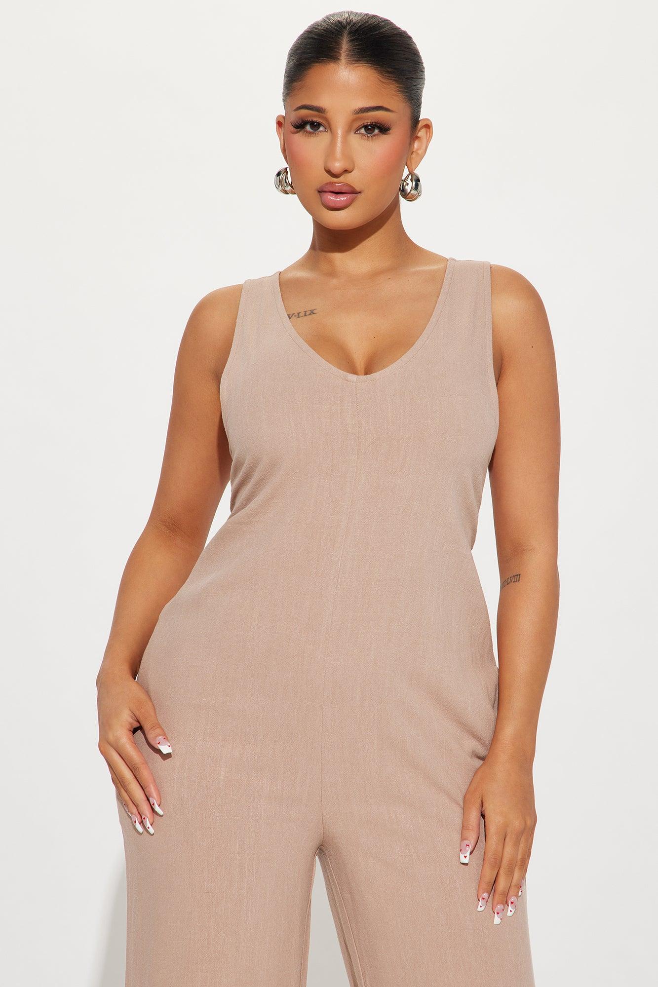 Won't Get Over You Jumpsuit  - Taupe Product Image
