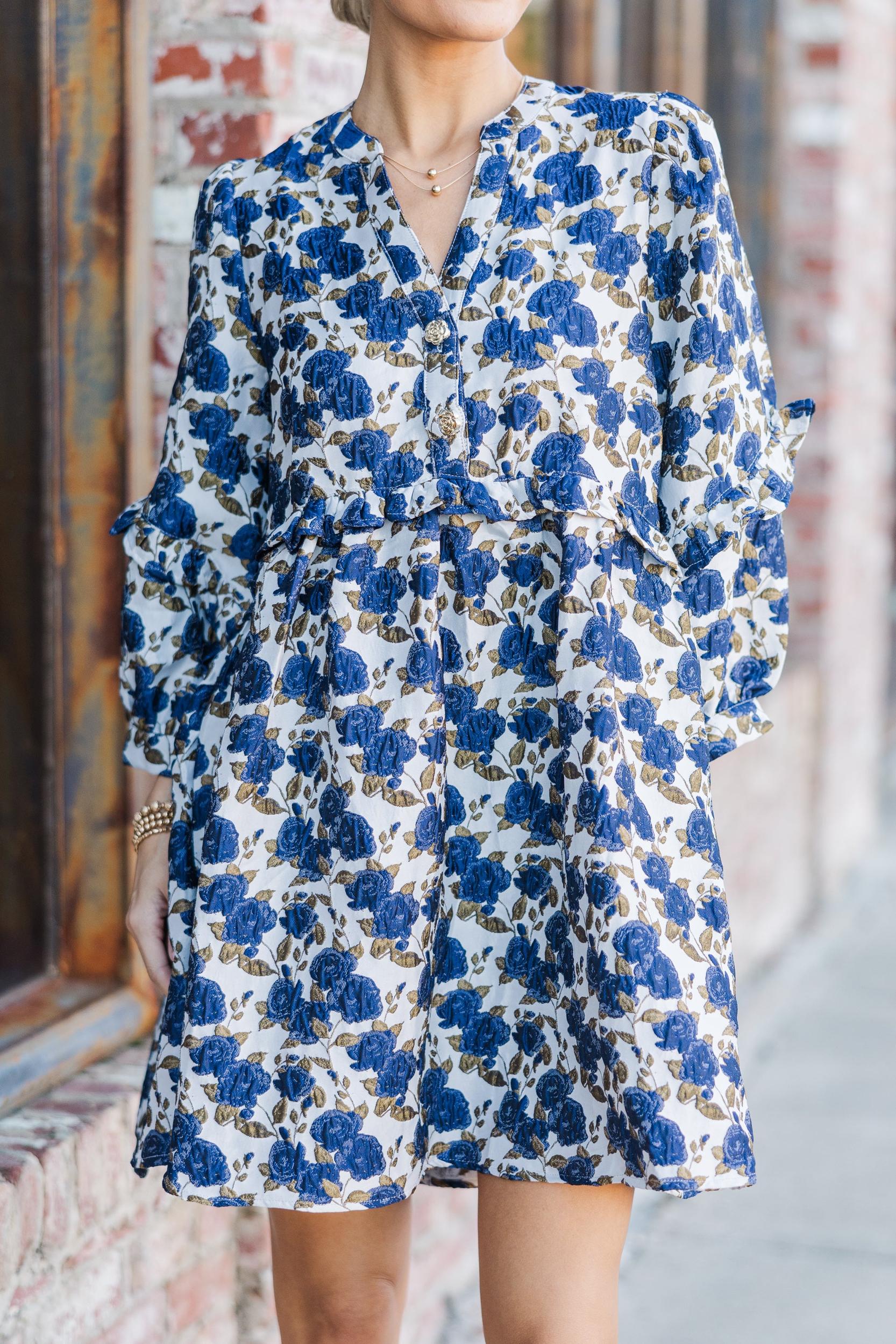 High Hopes Navy Blue Floral Dress Female Product Image