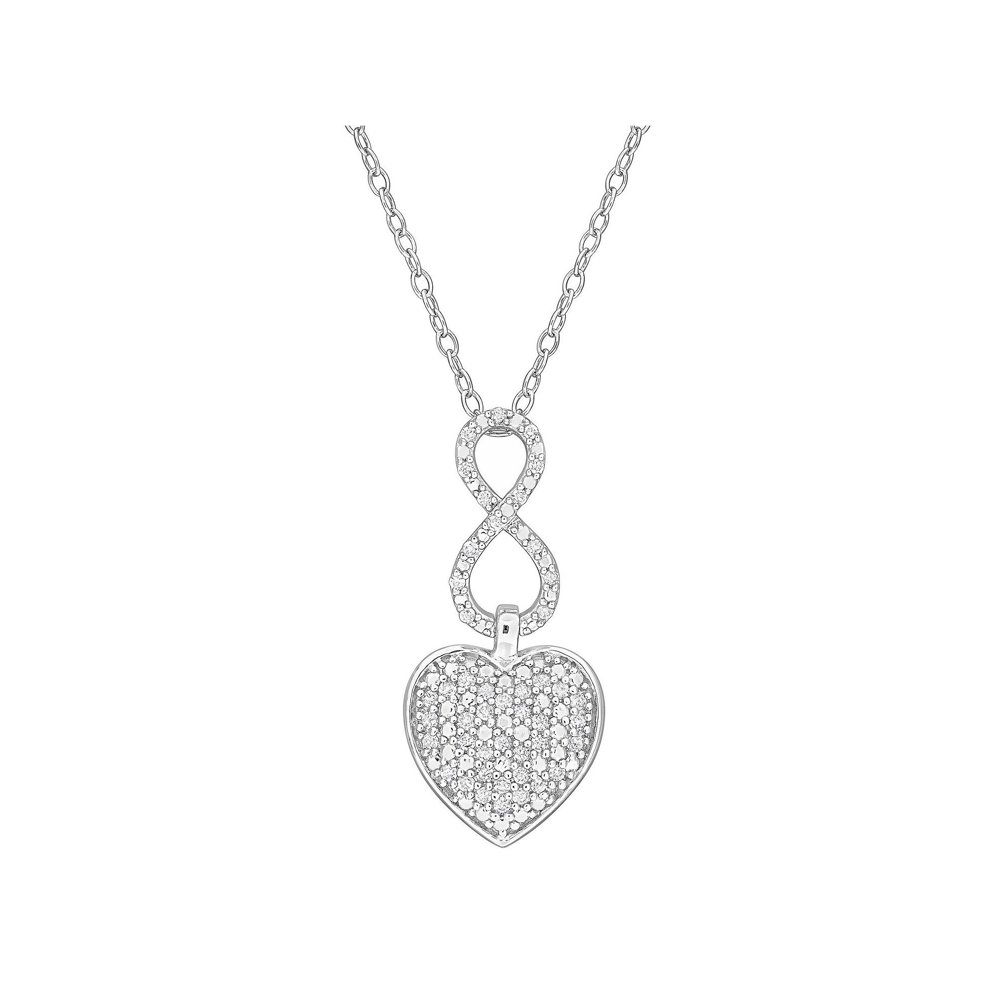 Stella Grace Sterling Silver 1/4 Carat T.W. Diamond Heart Infinity Pendant Necklace, Women's, Size: 18" Product Image