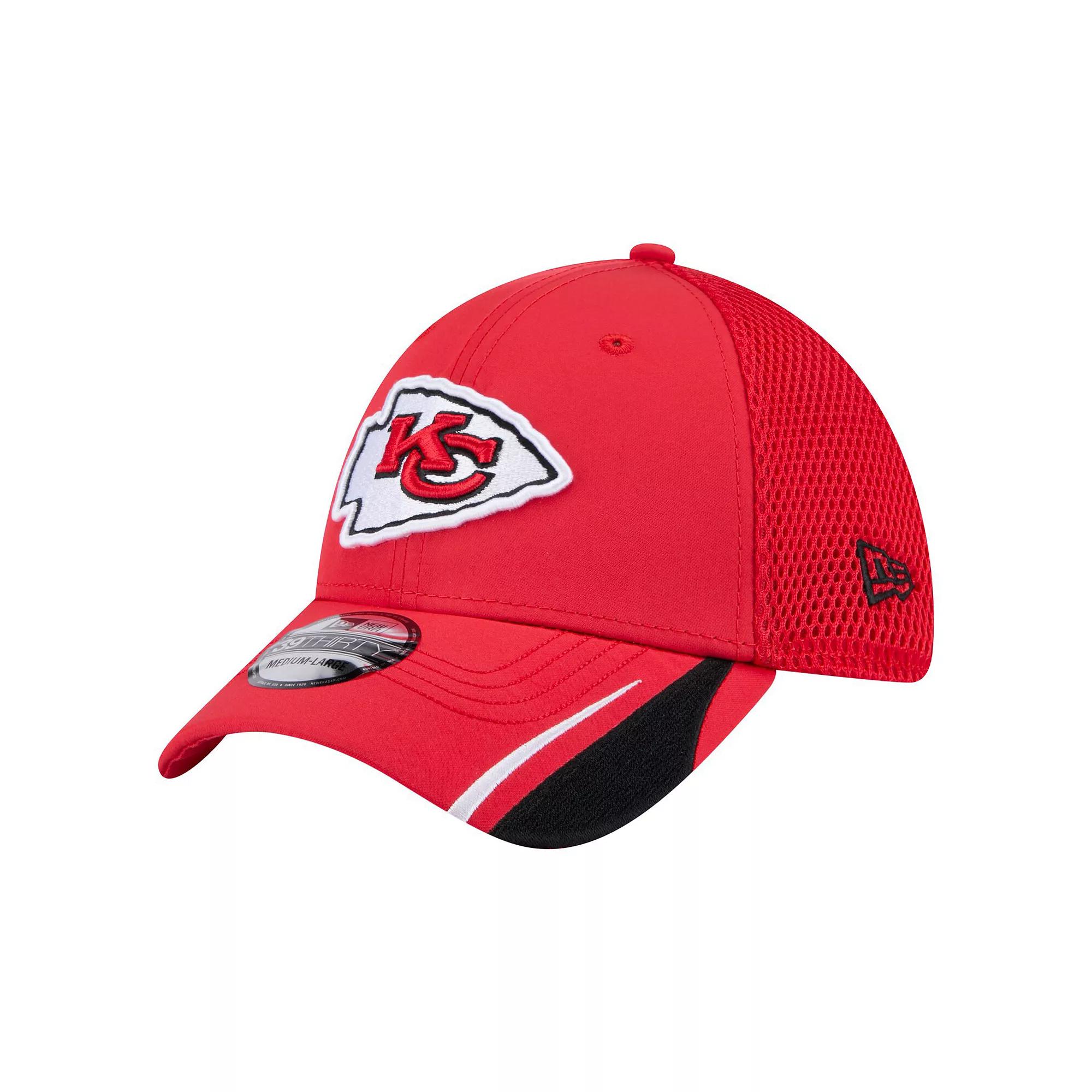 Men's New Era  Red Kansas City Chiefs Game Day Linear 39THIRTY Flex Hat, Size: Medium/Large Product Image