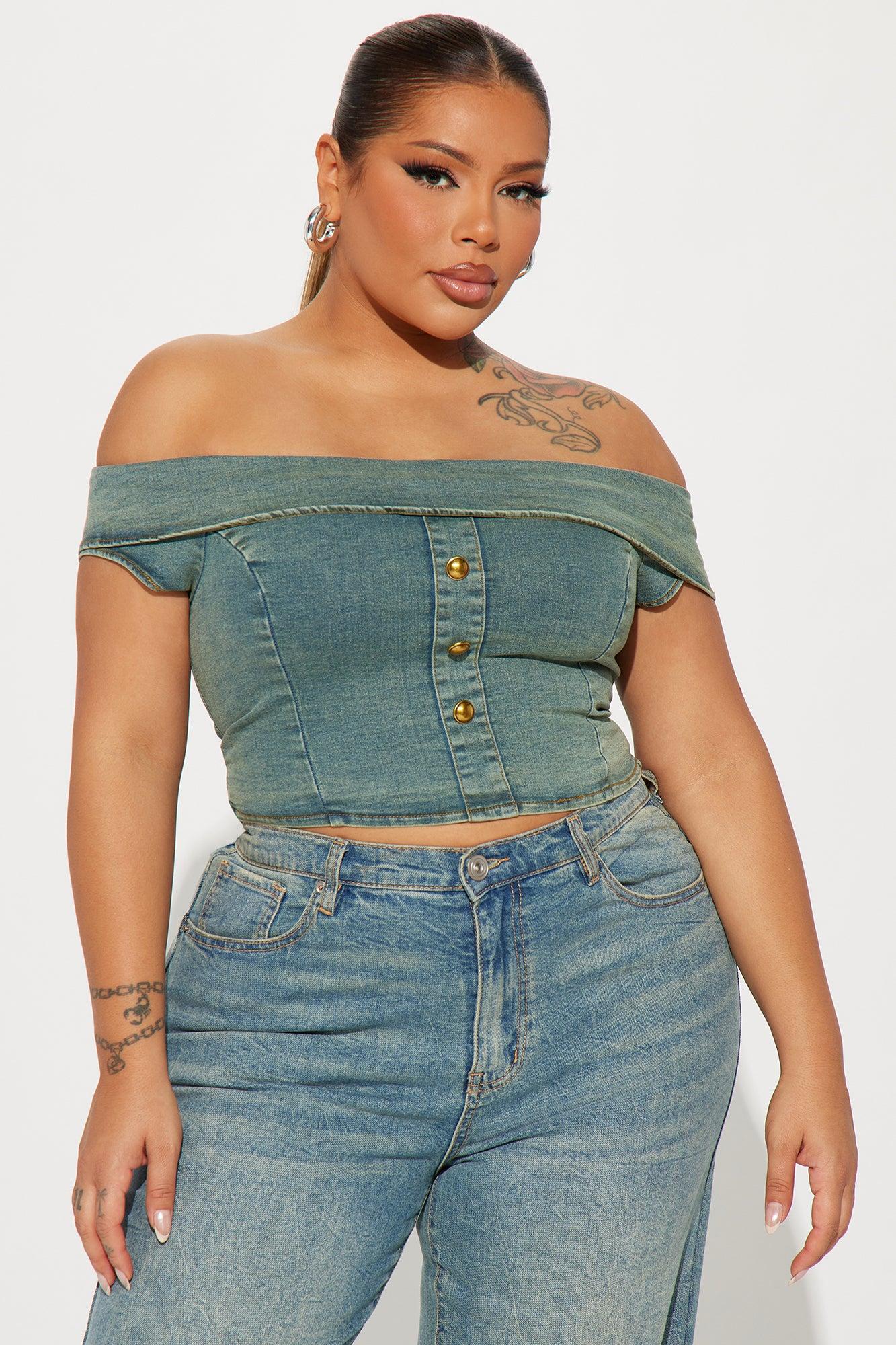 Ciao Bella Denim Corset Top - Vintage Wash Product Image