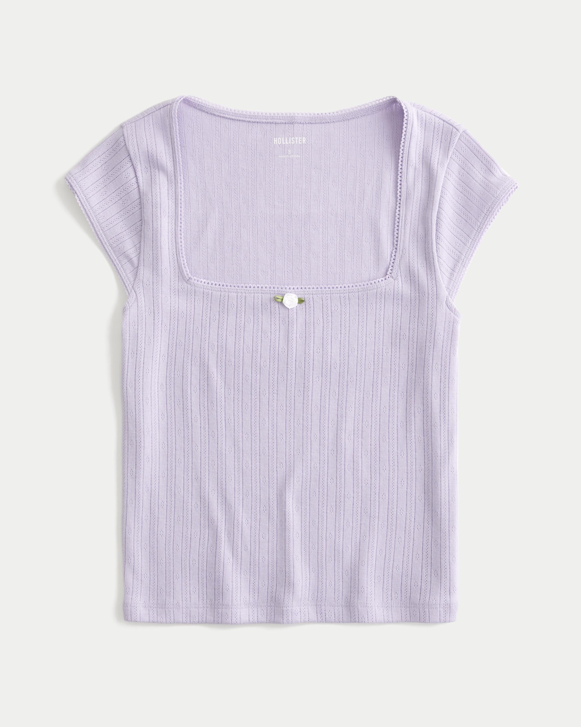 Pointelle Square-Neck Top Product Image