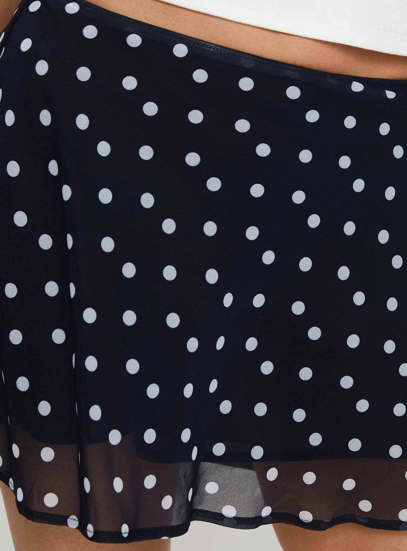 Dapple Bias Mini Skirt Black Polka Dot Product Image