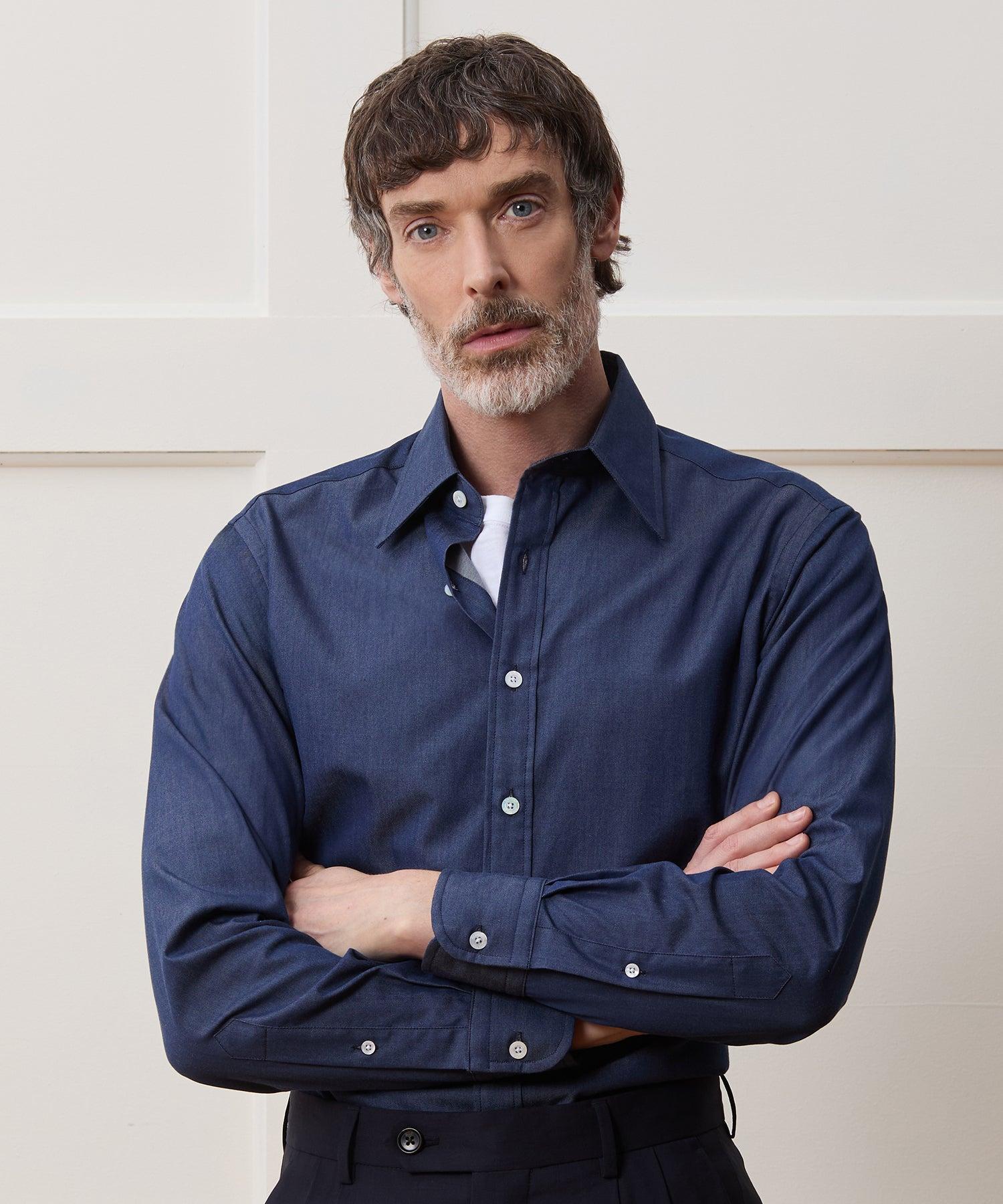 Hamilton + Todd Snyder Chambray Long Point Collar Dress Shirt Product Image