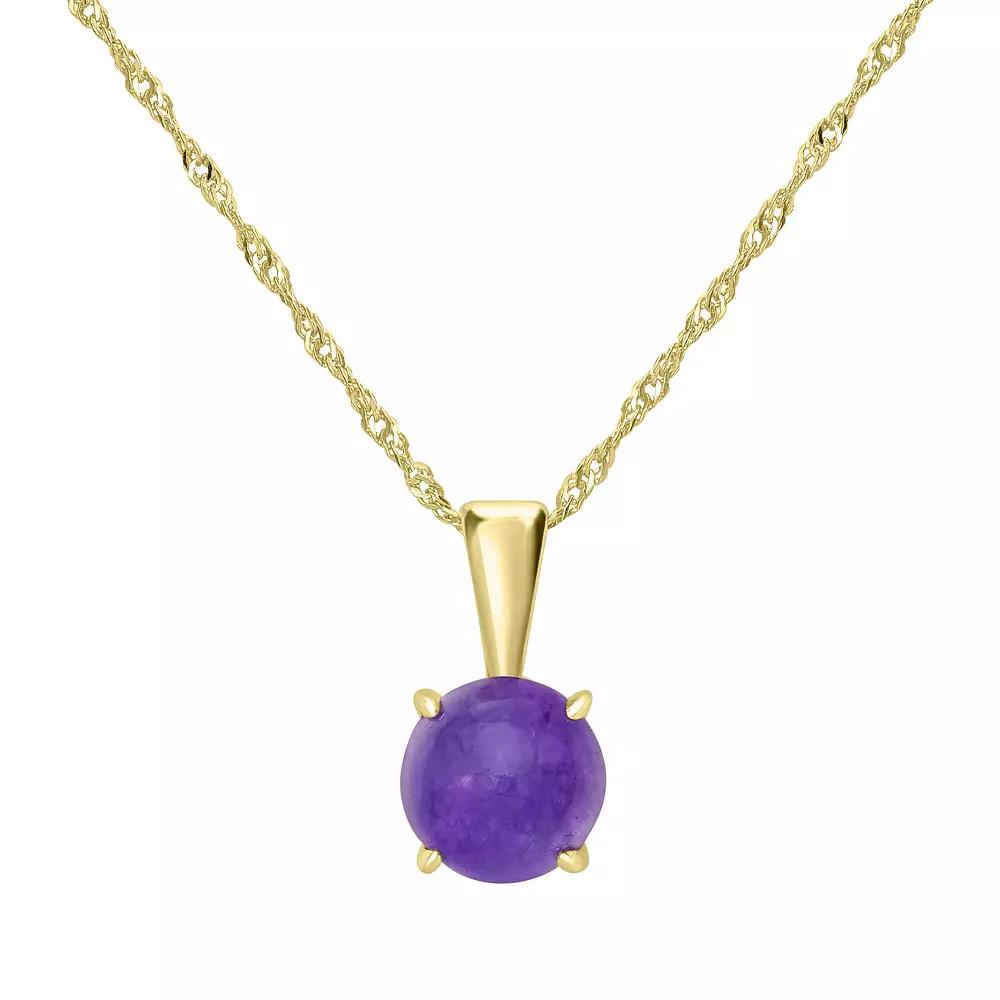 Gemistry 14k Gold over Sterling Silver Stone Round Pendant Necklace, Women's, Size: 18-20" ADJ, Amazonite Product Image