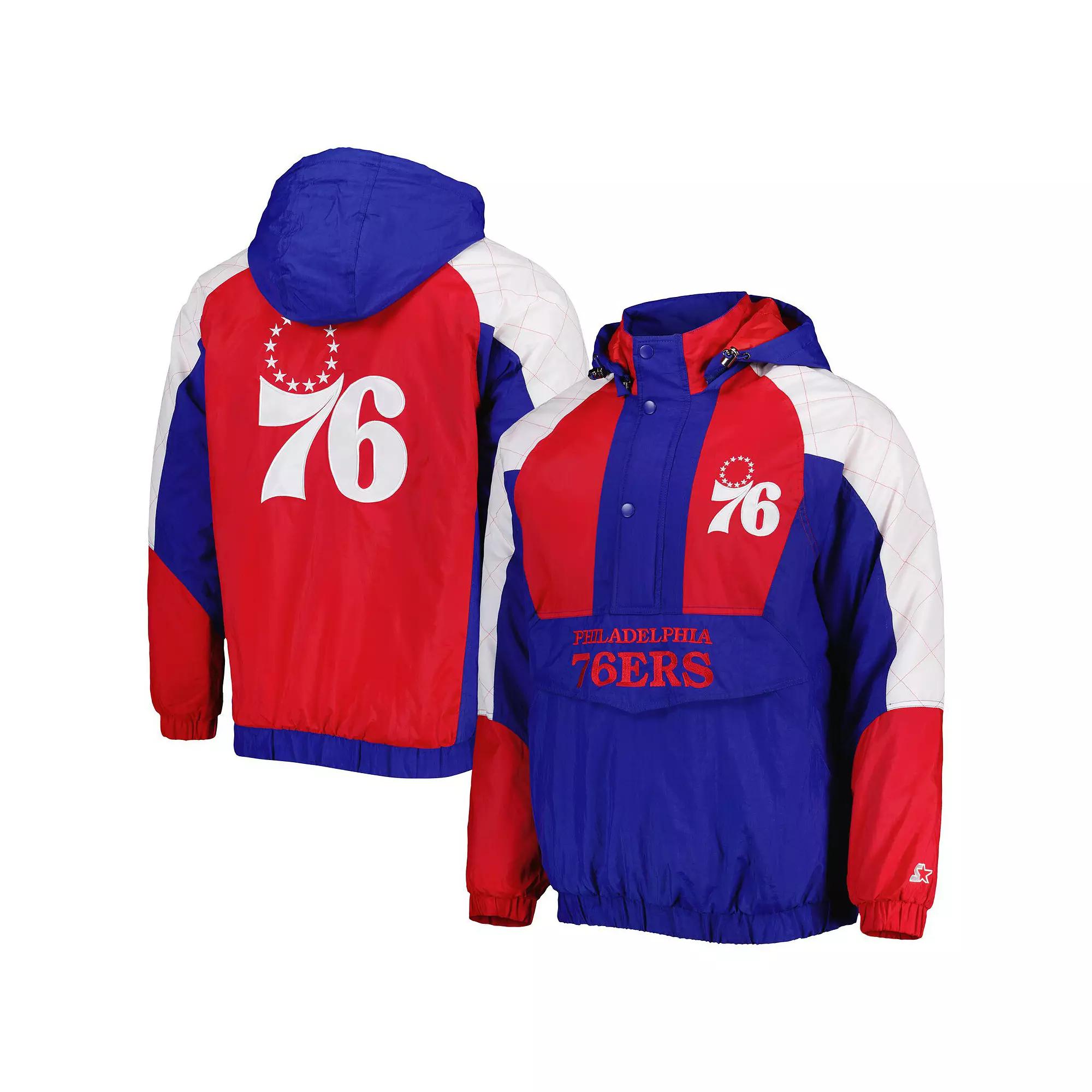 Men's Starter Royal Philadelphia 76ers Body Check Raglan Hoodie Half-Zip Jacket, Size: 2XL, 76r Blue Product Image